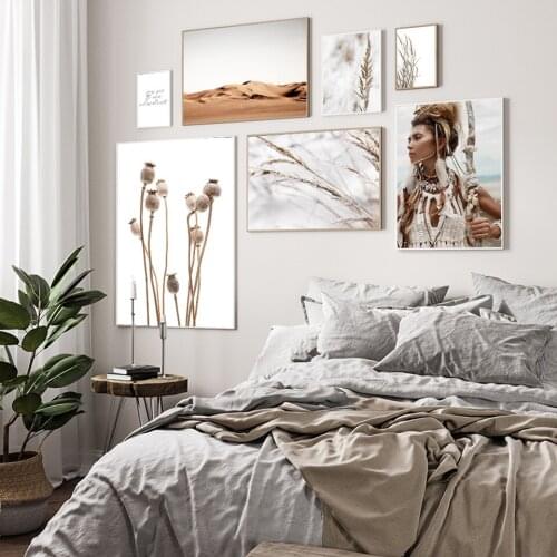 Farm Plant Leaves Wheat Bohemia Women Landscape Wall Art Canvas Painting Nordic Posters And Prints Wall Pictures For Living Room