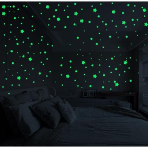3601 3602 Stars Dots Combination Carved Die Cut Fluorescent Luminous Night Glow Home Room Decoration Self Adhesive PVC Sticker