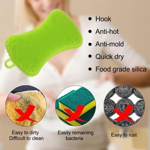Multi-functional Silicone Brush Kitchen Cleaning Supplies Dishwash Dishes Wash Pots Utensils Brush Vegetable Fruit Clean Brush