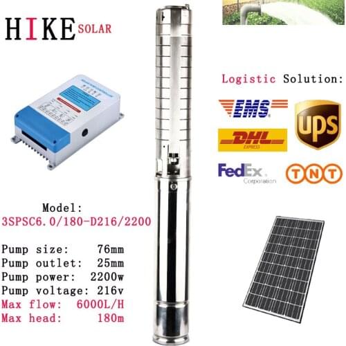 Hike solar equipment 48V DC 3" 3hp dc solar centrifugal pump for underground water Solar pump system 3SPSC6.0/180-D216/2200