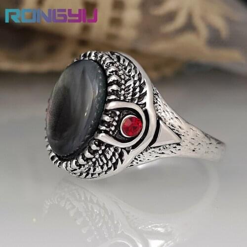 Oversized Flash Stone Ring Japan and South Korea Luxury Craftsmen Carve Wings Creatively Ring Wedding Jewelry For Women Men