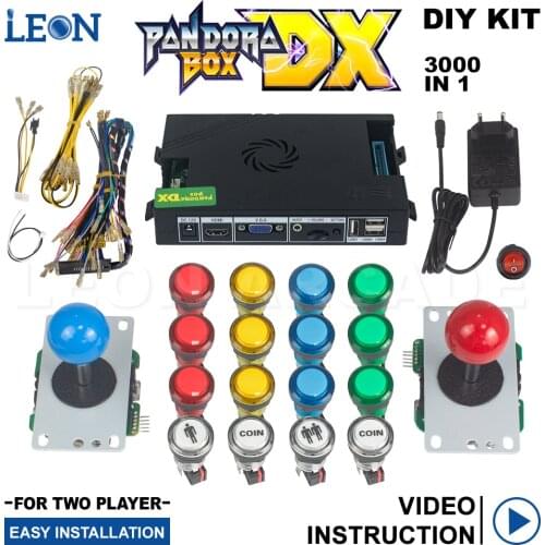 3000 In 1 Kit Arcade 2 Player For Arcade Pandora Box Dx Video Manual Led Illuminated Button 5 Pin 8 Way Joystick 3p 4p Game