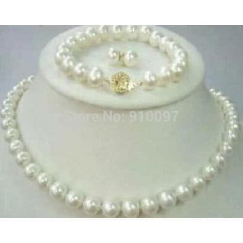 Hot sell Noble- LHX54015S>>>Natural 8-9mm AAA White Freshwater Pearl Necklace Bracelet & Earring Sets (A0516)