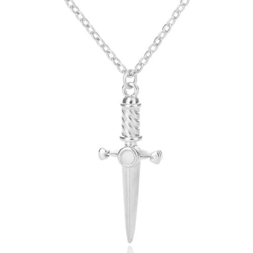 Gothic Retro Supernatural Sword Dagger Knife Necklace Pendant For Women Men Stainless Steel Male Punk Commemorate Jewelry 2021
