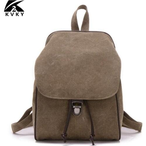 Kvky Women Backpack High Quality canvas Mochila School Bags For Teenagers Girls Leisure Backpacks 6 Color