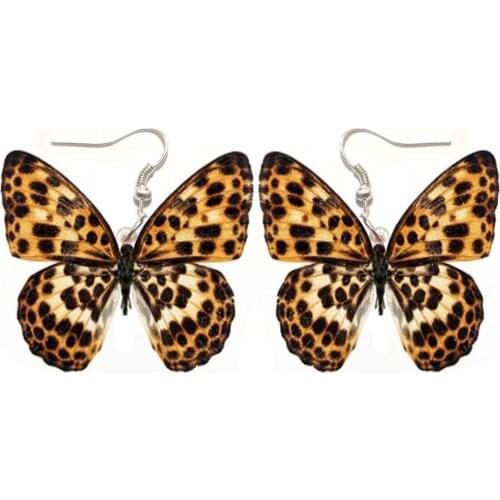 Leopard Flower Butterfly Acrylic Earrings Fashion Women Ladies Girl Jewelry Dangle Pendant Big Drop Fly Wing Earring Lady Party