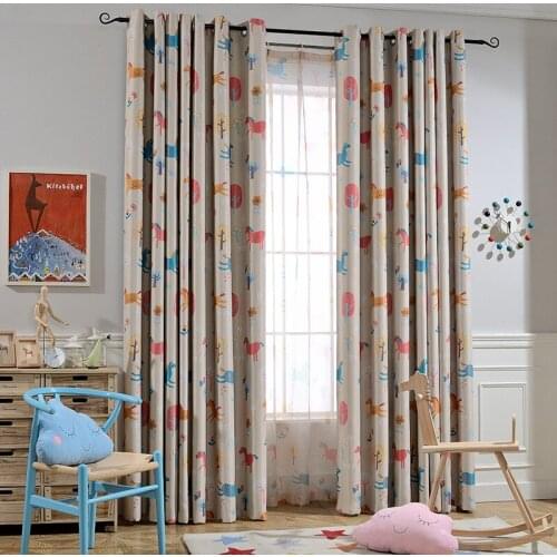 Cute Horse Cartoon Blackout Curtains or Tulle for Living Room Bedroom Kids Baby Room for Children Boys Girls Gift Panel