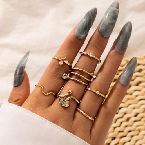 Fashion Korean Sweet Rings For Women Simple Gothic Punk Ring Set Hip Hop Jewelry 2021 Aesthetic Couple Rings Valentines Day Gift