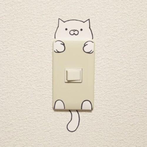 Cat Light Switch Sticker Handmade Removable Wall Decor Kawaii Manga Wall Decal 3SS0161