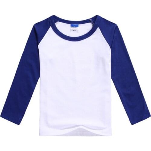 Plain Boys Girls Casual Blank T Shirt Kids Blue White Long Sleeve Unisex Cotton Basic Undershirt Kids Clothes 2-10T KT-1584