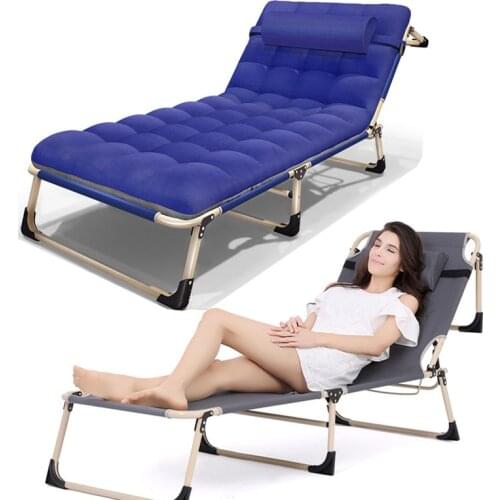 M8 Office Nap Bed Lounge Chair Chaise Bed Adjustable Reclining Positions Folding Cot with Removable for Camping Pool Beach