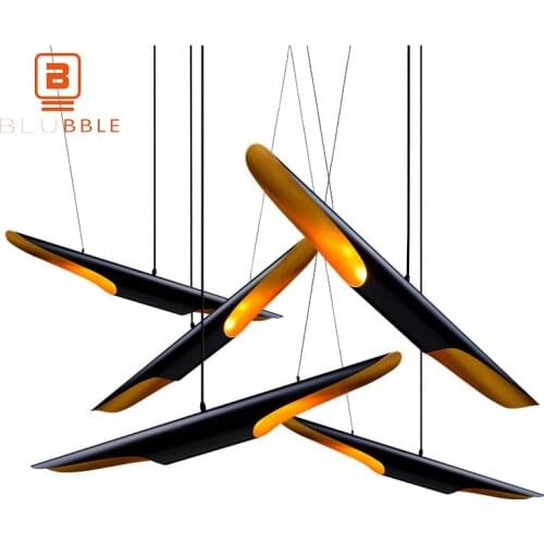 BLUBBLE Dia60/80/100cm Black Bamboo Tube Pendant Light Iron Luminary Modern Originality Pendant Lamp AC 90-260V Bedroom Hanglamp