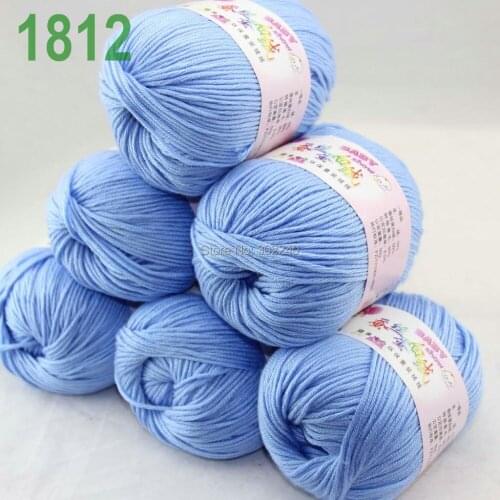 Sale Lot of 6 balls x 50g (147y) Cashmere Silk velvet Hand knitting Yarn Sky blue 1812