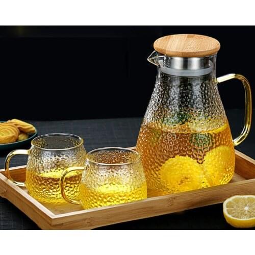 Transparent Borosilicate Glass Water Bottle Teapot Luxury Heat-Resistant Large Capacity Clear Cold Water Kettle Flower Tea Pot