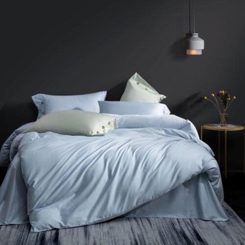 Luxury Maternal level Bedding Set long-staple cotton Satin Bed Set sky blue Duvet Cover Set Bed Sheet Pillowcases Hotel home