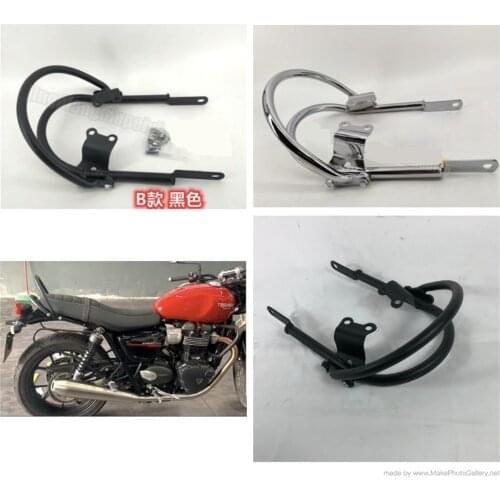 Rear Seat Passenger Handle Grab Tail Bar Motorcycle for Triumph Bonneville T100 T120 17+ Black / Silver (Type B)
