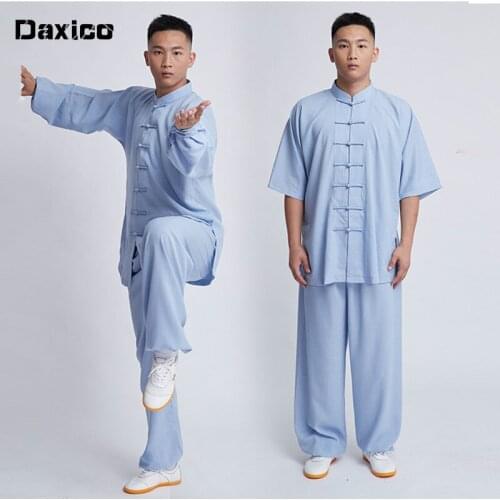 Long Sleeve Martial Art Uniform for Woman Short Sleeve Kung Fu Morning Exercise Clothing Chinese Traditional Man Wing Chun Suit