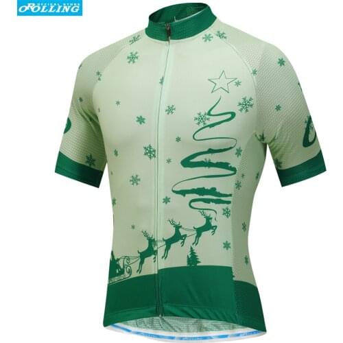 Merry Christmas Snow Green NEW Orolling Cycling Jersey Tops Bike Sports Wear Free Shipping