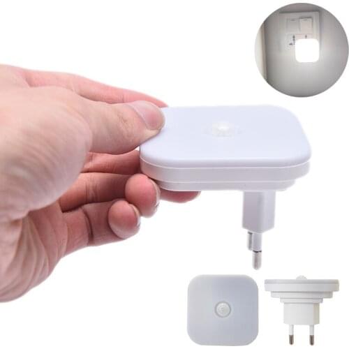 1PC Night Light With EU Plug Smart Motion Sensor LED Wall Plug Lamp Bedside Lamp Toilet For Hallway Pathway
