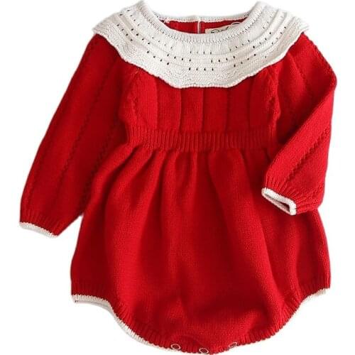 Baby Girls Knitted Sweater Dress 2021 New Red Autumn Winter Princess Toddler Kids Warm Dresses Infant Children Christmas Clothes