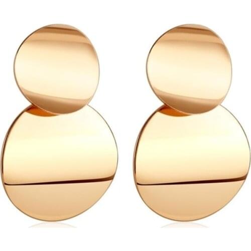 Hot Statement Earrings New Fashion Round Metal Earrings For Women Gold Silver Color Jewelry Simple Vintage Drop Dangle Earrings