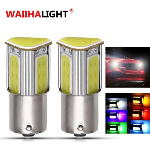 2pcs COB LED Single Two Contact 1157 Bay15d P21/5w Car Led Turn Signal Lamp 1156 Ba15s P21w Auto Brake Lamp 12v Red Green White