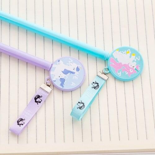 28 PCs gel ink pens set Creative Hanging with Pie Unicorn Black 0.38mm Pen Student Neutral Pen Stationery Wholesale Manufacturer
