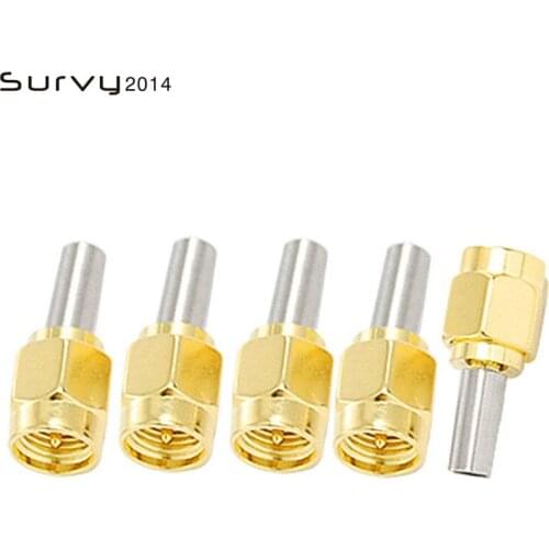 5Pcs RP SMA Male Plug Straight Goldplated RF Coax Connector Crimp for RG316 RG174 LMR100 Cable SMA Adapter