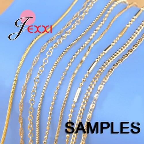 Sample 9Pcs Mix 9 Styles 18" Yellow Gold Filled Jewelry Link Necklace Chains With Lobster Clasps Findings Stamped