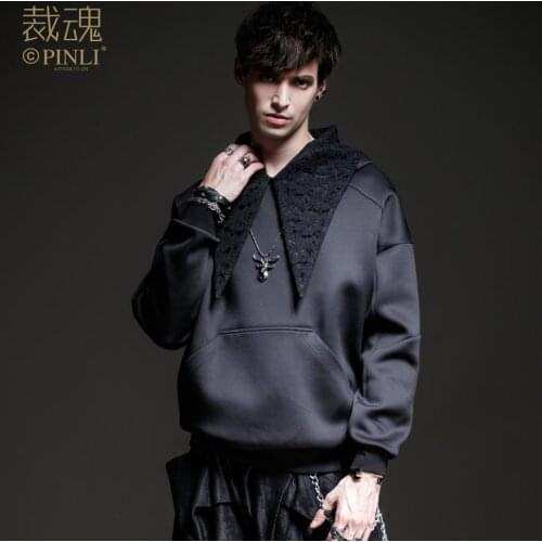 Free shipping New mens male 2020 Soul black Soul Spring New Mens Dark Hooded Lace Sweater Jacket BC201109011