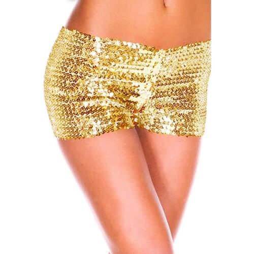 Bling Ladies Sequin Shorts 1980s Costume Party Dance Disco Wear Booty Shorts Boy Leg Burlesque Sexy Low Waist Club Shorts