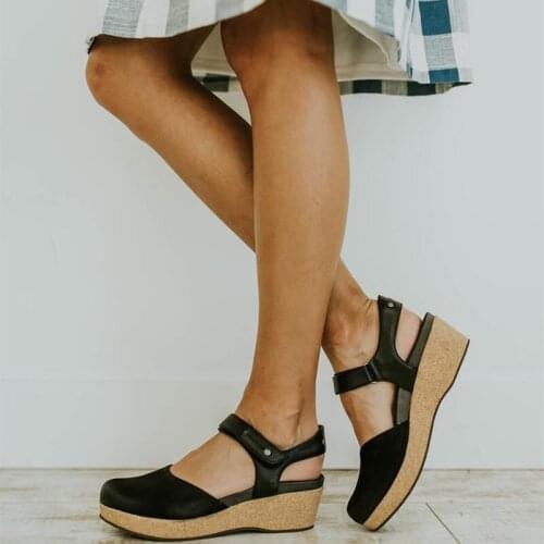 Large Size Clogs Wedge 2020 Summer Outside Sandals Shoes Closed Toe Womens Heels Suit Female Beige Sizes On Ladies Fashion