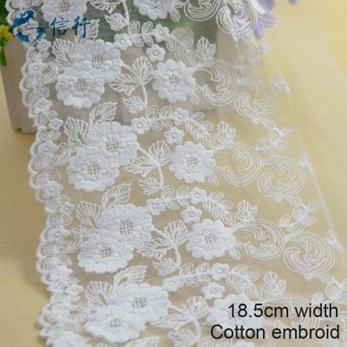 3yards 18.5cm cotton embroid lace sewing ribbon guipure trims or fabric warp knitting DIY Garment Accessories free shipping#3623
