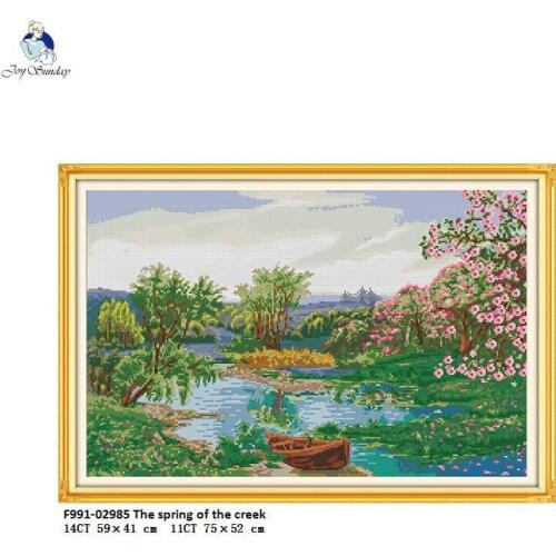 Joy Sunday The Spring of the Creek Counted Cross-stitch kits,Embroidery Needlework Set,Home Decoration Send Accessory Tools