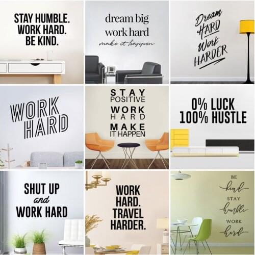 Motivational Work Hard Vinyl Wall Decal Quotes Stickers Home Decor Office Art Mural Gift Removable