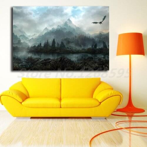 Blades Skyrim Landscape Mountain Wallpaper Art Canvas Poster Painting Wall Picture Artwork Print Home Bedroom Decor