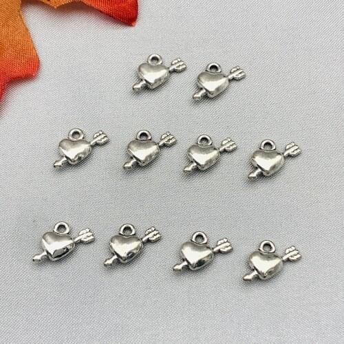 10Pcs/lot Charms Arrow Through The Heart Silver Color Love Pendant For DIY Jewelry Making Accessories Earring Necklace Handmade