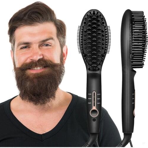Electric Hot Comb Beard Straightener Ceramic Flat Iron Hair Straightener Brush Smoothing Iron Straightening Comb Men Beard Brush