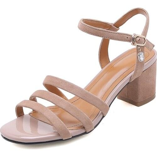 Big Size 9 10 11 12 high heels sandals women shoes woman summer ladies Roman strap sandals with thick heels and buckles