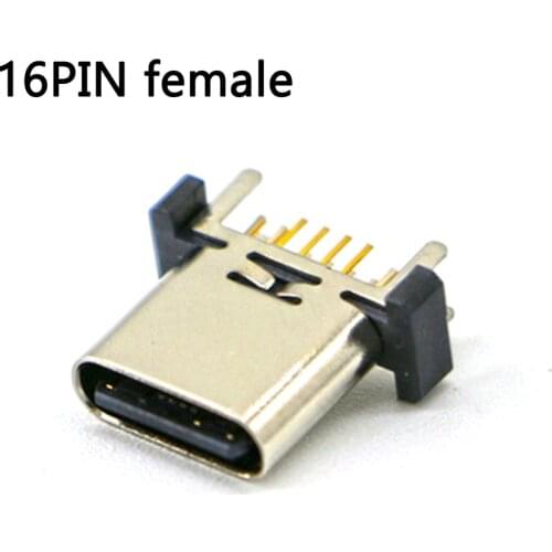20-50pcs/lot 16 Pin DIP ​Socket Connector Micro USB Type C Female Four feet board vertical For Samsung Lenovo Huawei ZTE ect