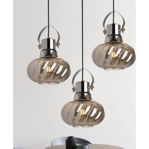 Modern Hanging Glass Pendant Lamp Dining Room Restaurant Smoky Amber Glass Shade Suspension Luminaires Pendant Light Home Light