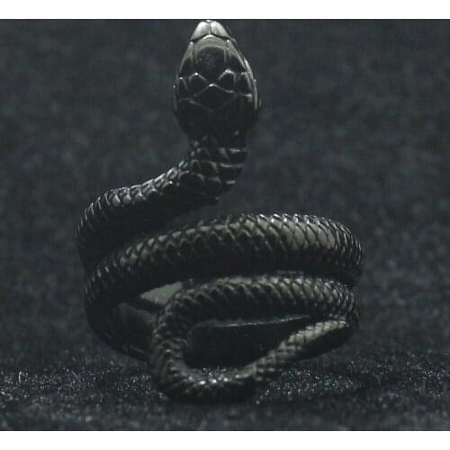 Unisex 316L Stainless Steel Cool Black Hot Snake Ring Newest