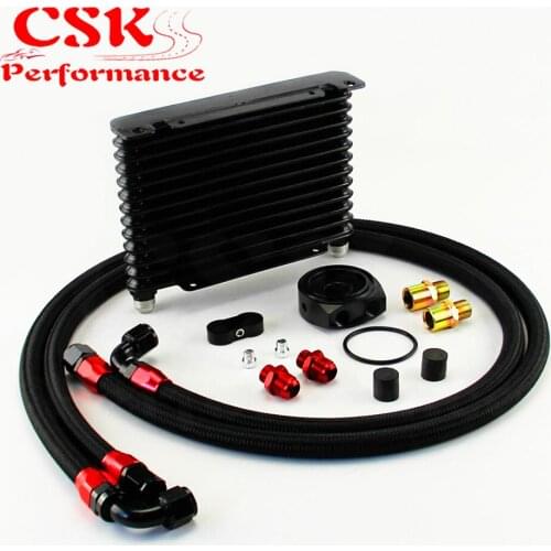 Universal 13 Row AN10 Oil Cooler 260x175x32mm Kit For track / project / race Black