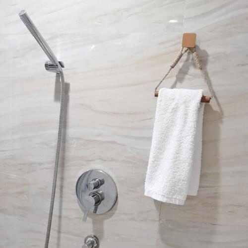 Nailless Self-Adhesive Towel Rack Bathroom Wood Paper Hook Bathroom Towel Rack Bathroom Accessory Set