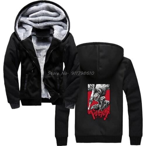 Japanese Manga Berserk Hoodie Anime Men Hooded Winter Keep Warm Sweatshirt Streetwear