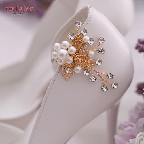 YouLaPan X03 Rhinestone Decorative Shoe Clip Handmade Pearls Shoe Buckle Charm for High Heel Bridal Wedding Shoes Accessories