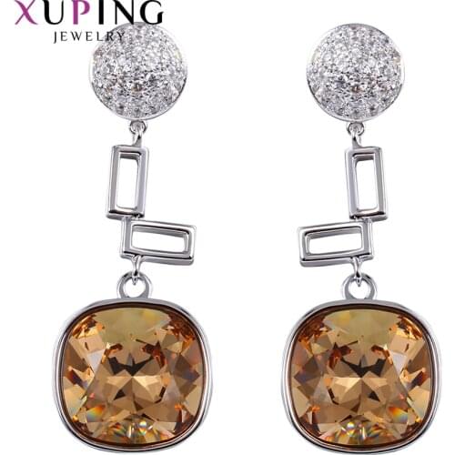 Xuping Fashion Rhodium Color Plated Earrings with High Quality Crystals for Women Gift M29-2001