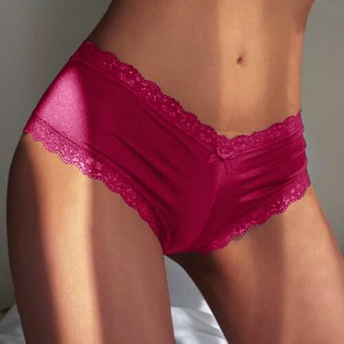 Women Sexy Underwear Appeal Ice Silk Cross Tie Lace Low Waist Lingerie Hip Lifting Briefs Underpants G-strings Thongs Panties