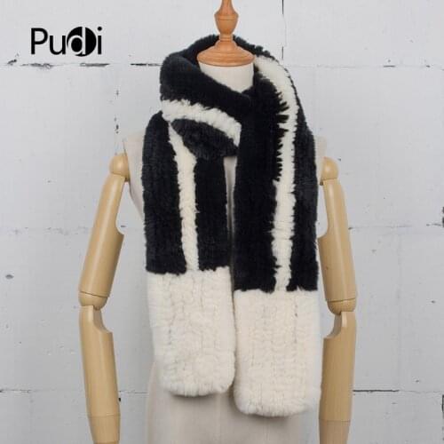 Pudi SF759 Winter Warm Real Fur Scarf New Girl Fashion REX Rabbit Fur Long Scarves Rings Beige Color