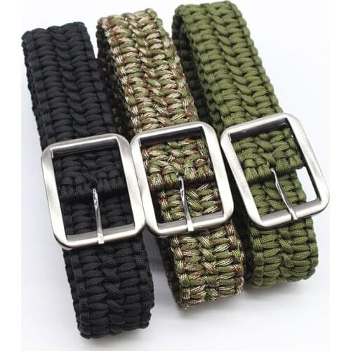 1.2m Utility Belt Outdoor Survival Paracord Belt Milspec Cord Solid with Steel Buckle for Camping Hiking Clmbing